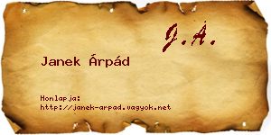 Janek Árpád névjegykártya